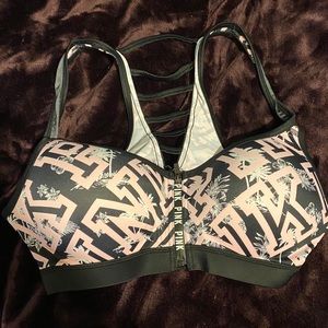 PINK front zip sports bra